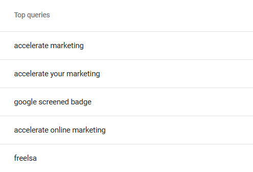 image showcasing how top queries appear on GSC